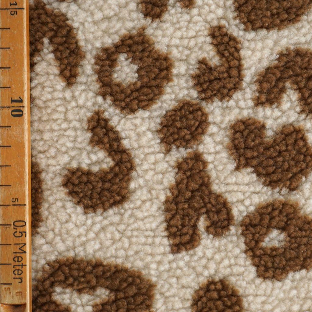Teddyplüsch Leopardenmuster beige braun